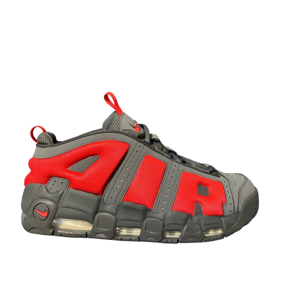 NIKE AIR MORE UPTEMPO LOW DARK GREY LIGHT CRIMSON MENS SIZE 12 FZ3055-002